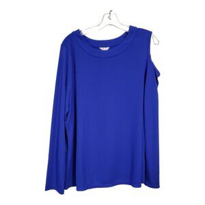 NWT Asymmetrical Long Sleeve Top Cold Shoulder Cato Women's XL Long Sleeve Blue